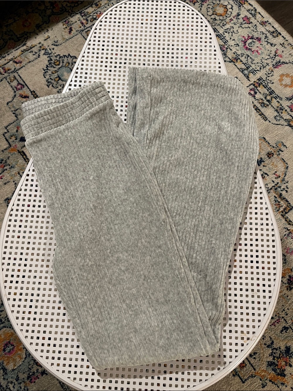 aerie Light Grey Ribbed Flare lounge pants